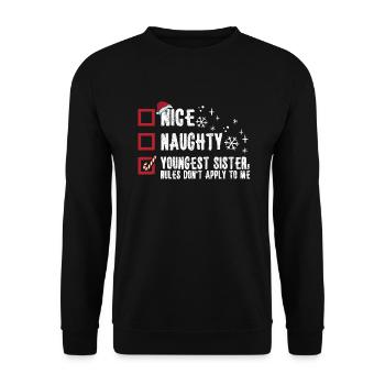 Christmas Sister Nice Naughty Youngest Sister - Unisex Sweatshirt - black - Front - Alina (178cm) & Michal (187cm)