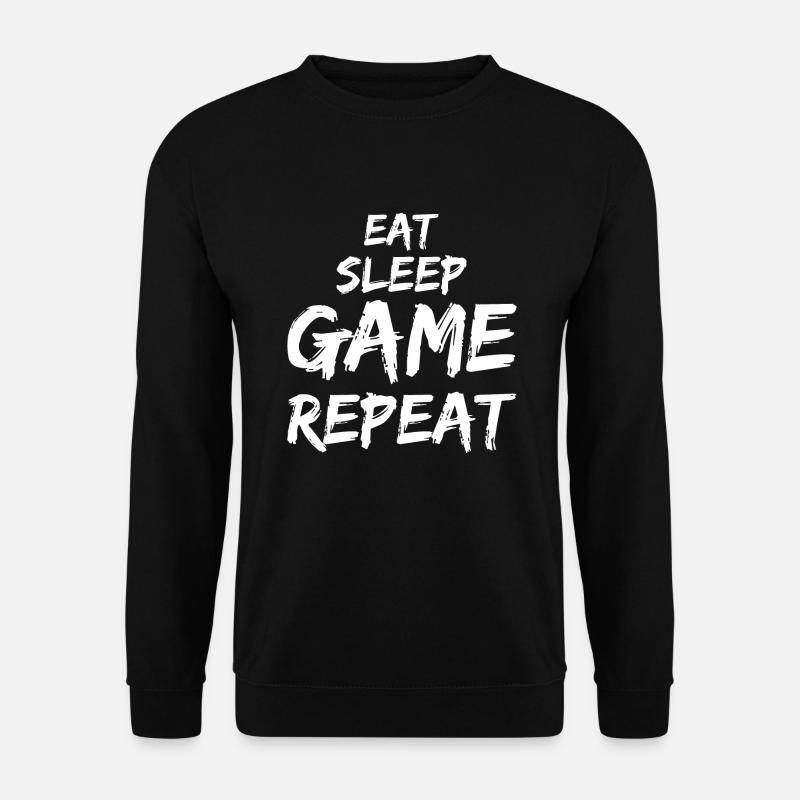 Eat Sleep Game Repeat Geschenk für Gamer - Unisex Pullover - Schwarz