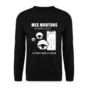 t-shirt mes moutons m'appellent - Sweat-shirt Unisexe - noir - Devant - Alina (178cm) & Michal (187cm)
