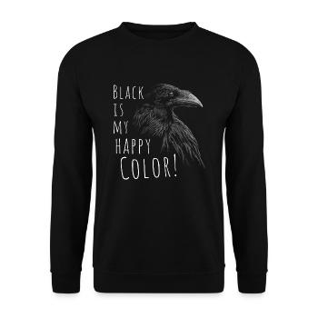 Black Is My Happy Color Rabe Krähe Gothic Spruch - Unisex Pullover - Schwarz - Vorne - Alina (178cm) & Michal (187cm)