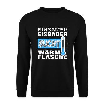 Single Eisbader Flirt beim Winterschwimmen - Unisex Pullover - Schwarz - Vorne - Alina (178cm) & Michal (187cm)