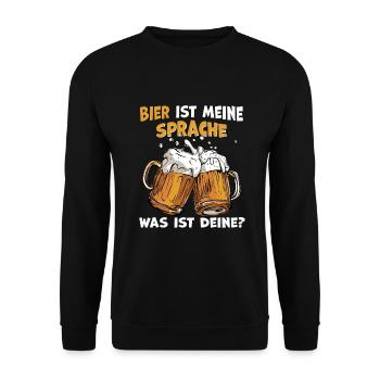Biertrinker Spruch Bier trinken und Bierliebhaber - Unisex Pullover - Schwarz - Vorne - Alina (178cm) & Michal (187cm)