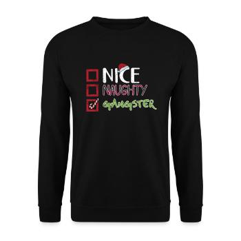 Noël Humour Drôle Gentil Vilain Gangster - Sweat-shirt Unisexe - noir - Devant - Alina (178cm) & Michal (187cm)