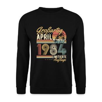Great Since April 1984 Vintage Birthday - Unisex Sweatshirt - black - Front - Alina (178cm) & Michal (187cm)