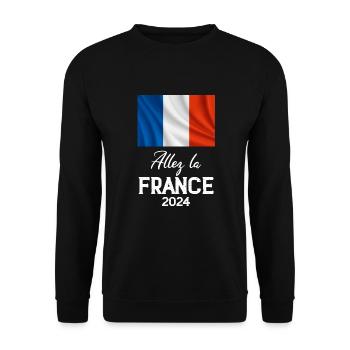 La France Sport 2024 Bleu Blanc Rouge - Sweat-shirt Unisexe - noir - Devant - Alina (178cm) & Michal (187cm)