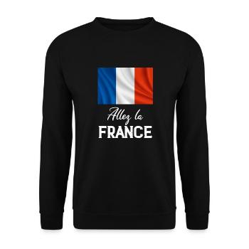 Go Frankreich Blau Weiß Rote Flagge - Unisex Pullover - Schwarz - Vorne - Alina (178cm) & Michal (187cm)