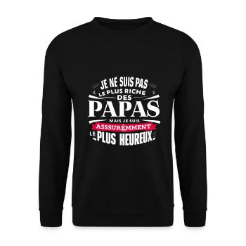 PAPAS LE PLUS RICHE - Sweat-shirt Unisexe - noir - Devant - Alina (178cm) & Michal (187cm)