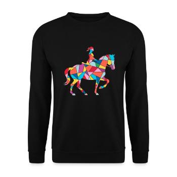 Pferd reiten Reiter Frauen Kinder Mädchen Pferde - Unisex Pullover - Schwarz - Vorne - Alina (178cm) & Michal (187cm)
