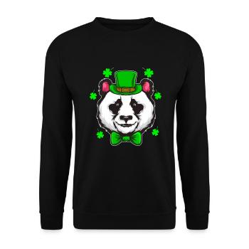 St Patricks Day Panda Trèfle Irlande cadeau - Sweat-shirt Unisexe - noir - Devant - Alina (178cm) & Michal (187cm)