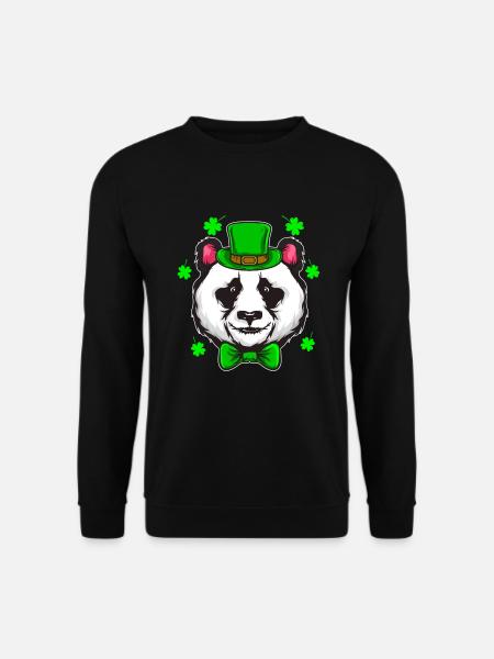 St Patricks Day Panda Kleeblatt Irland Geschenk - Unisex Pullover - Schwarz