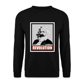 Karl Marx, Revolution, Kommunismus, Sozialismus! - Unisex Pullover - Schwarz - Vorne - Alina (178cm) & Michal (187cm)