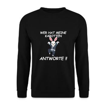 Böser Hase Karate Kung Fu Kampfsport Damen Herren - Unisex Pullover - Schwarz - Vorne - Alina (178cm) & Michal (187cm)