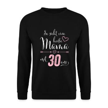 So sieht eine heiße Mama mit 30 Jahren aus - Unisex Pullover - Schwarz - Vorne - Alina (178cm) & Michal (187cm)