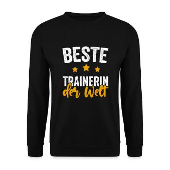 Beste Trainerin der Welt Geschenkidee - Unisex Pullover - Schwarz - Vorne - Alina (178cm) & Michal (187cm)