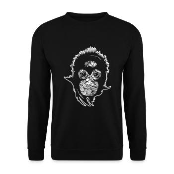 Orang-Utan Orang-Utan Blumenmuster - Unisex Pullover - Schwarz - Vorne - Alina (178cm) & Michal (187cm)