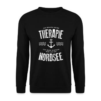 Ich brauch keine Therapie ich muss an die Nordsee - Unisex Pullover - Schwarz - Vorne - Alina (178cm) & Michal (187cm)