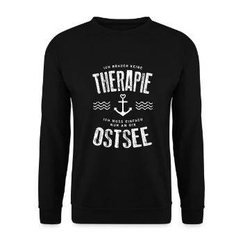 Ich brauch keine Therapie ich muss an die Ostsee - Unisex Pullover - Schwarz - Vorne - Alina (178cm) & Michal (187cm)