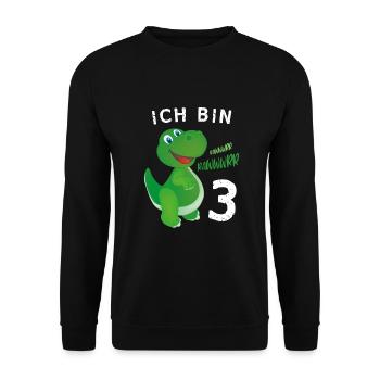 Ich bin 3 Jahre alt Dino Geburtstagsgeschenk - Unisex Pullover - Schwarz - Vorne - Alina (178cm) & Michal (187cm)