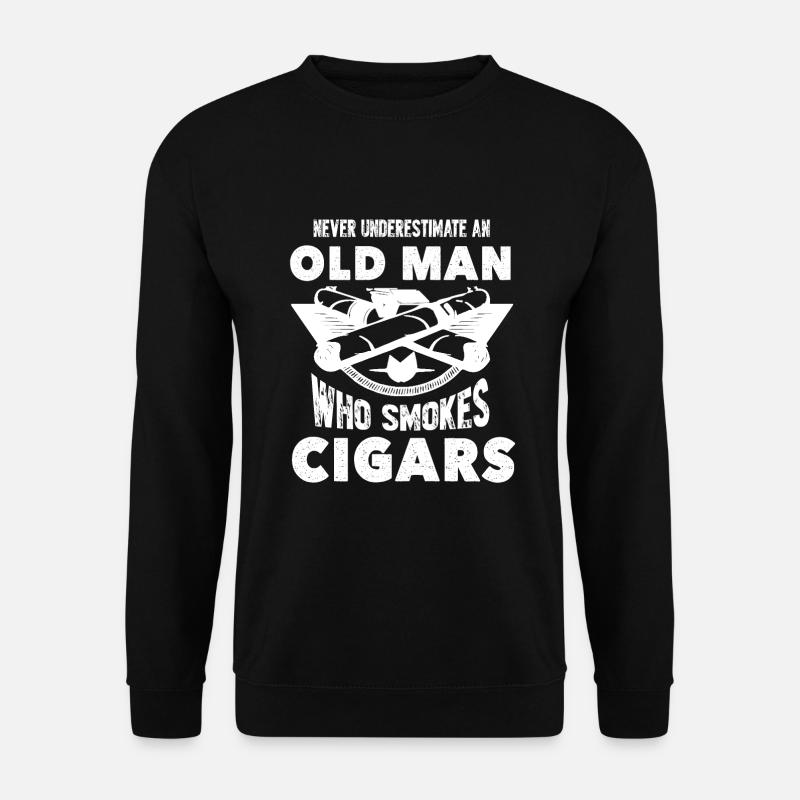 Zigarre rauchen Alter Mann raucht Zigarren - Unisex Pullover - Schwarz