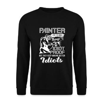 Maler Lustiger Maler - Unisex Pullover - Schwarz - Vorne - Alina (178cm) & Michal (187cm)