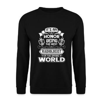 Radiologe stolz darauf, Radiologe zu sein - Unisex Pullover - Schwarz - Vorne - Alina (178cm) & Michal (187cm)
