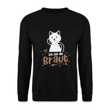 Ich bin die Braut Katze JGA - Unisex Pullover - Schwarz - Vorne - Alina (178cm) & Michal (187cm)