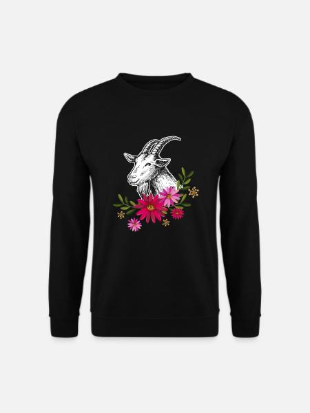 Ziege mit Blumen - Unisex Pullover - Schwarz