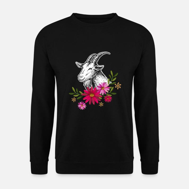Goat With Flowers - Unisex Sweatshirt - black