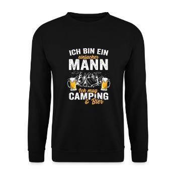 Ich bin ein einfacher Mann ich Mag Camping & Bier - Unisex Pullover - Schwarz - Vorne - Alina (178cm) & Michal (187cm)