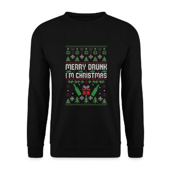 Joyeux ivre je suis Noël laid Noël à boire - Sweat-shirt Unisexe - noir - Devant - Alina (178cm) & Michal (187cm)