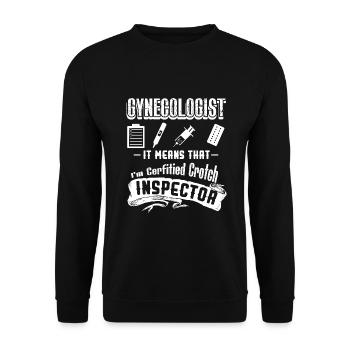 Gynecologists Certified Crotch Inspector - Unisex Sweatshirt - black - Front - Alina (178cm) & Michal (187cm)