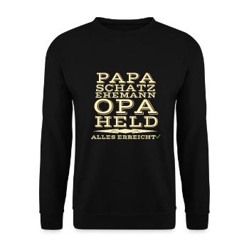 Opa Held - Unisex Pullover - Schwarz - Vorne - Alina (178cm) & Michal (187cm)