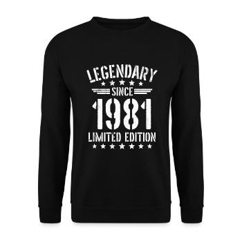 Né 1981 légendaire anniversaire cadeau - Sweat-shirt Unisexe - noir - Devant - Alina (178cm) & Michal (187cm)