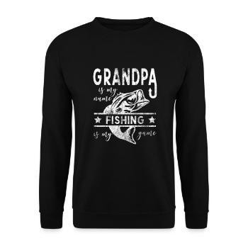 Fischer Opa Grandpa Is My Name Fishing Is My Game - Unisex Sweatshirt - black - Front - Alina (178cm) & Michal (187cm)