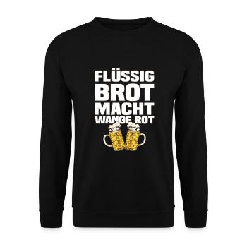 Flüssig Brot Macht Wange Rot Lustiger Bier Spruch - Unisex Pullover - Schwarz - Vorne - Alina (178cm) & Michal (187cm)