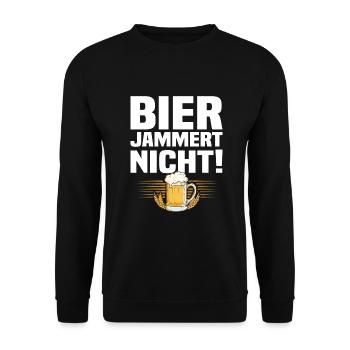 Bier Jammert Nicht! Lustiger Bier Spruch - Unisex Pullover - Schwarz - Vorne - Alina (178cm) & Michal (187cm)