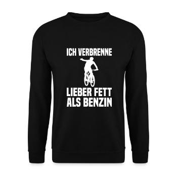 Ich Verbrenne Lieber Fett Als Benzin Radfahrer - Unisex Pullover - Schwarz - Vorne - Alina (178cm) & Michal (187cm)