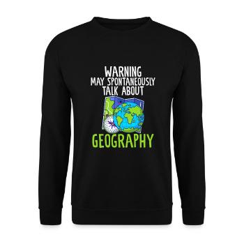 Warning May Spontaneously Talk About Geography - Unisex Sweatshirt - black - Front - Alina (178cm) & Michal (187cm)