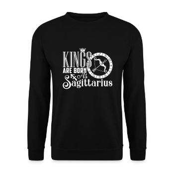 Sagittarius Kings Are Born As Sagittarius - Unisex Sweatshirt - black - Front - Alina (178cm) & Michal (187cm)