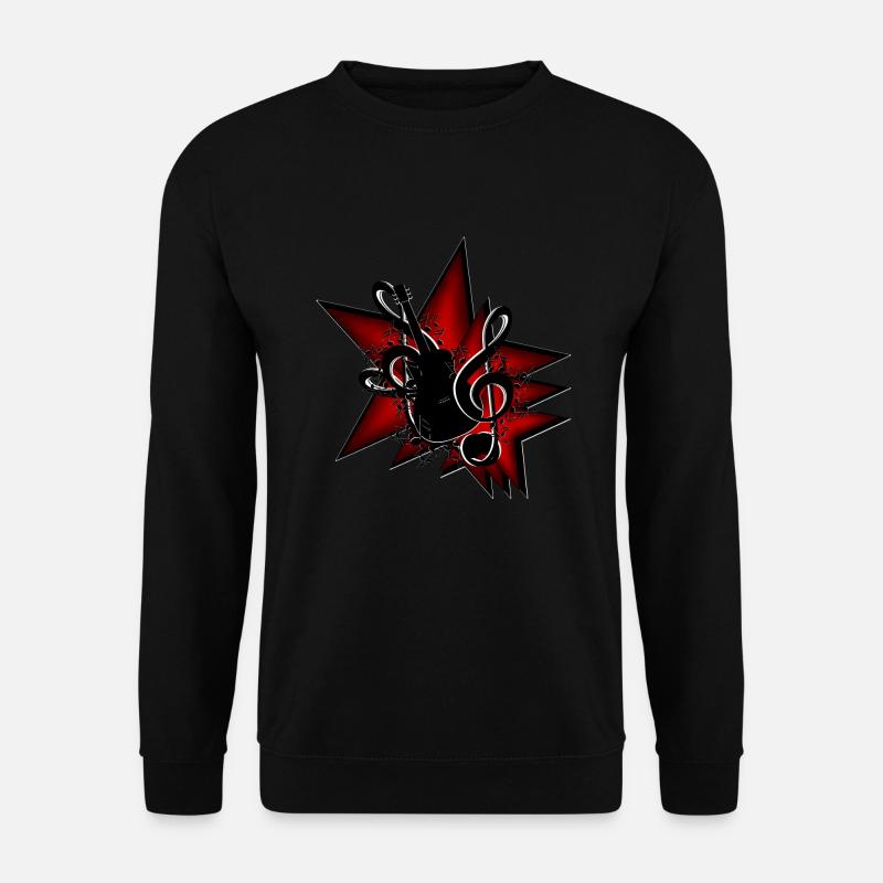 Sterne Gitarre Notenschlüssel - Unisex Pullover - Schwarz