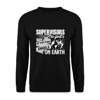 Supervisor Supervisors Angels On Earth - Unisex Sweatshirt - black - Front - Alina (178cm) & Michal (187cm)