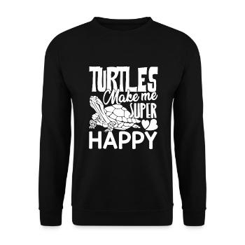 Turtle Turtles Make Me Super Happy - Unisex Sweatshirt - black - Front - Alina (178cm) & Michal (187cm)