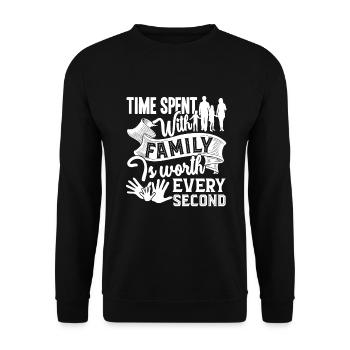Time Spent With Family Worth Every Second - Unisex Sweatshirt - black - Front - Alina (178cm) & Michal (187cm)