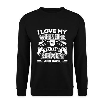 Welder I Love My Welder To Moon And Back - Unisex Sweatshirt - black - Front - Alina (178cm) & Michal (187cm)