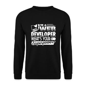 Web Developer Web Developer Superpower - Unisex Sweatshirt - black - Front - Alina (178cm) & Michal (187cm)