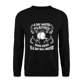 Bass Drum A Day Playing Bass Drum - Unisex Sweatshirt - black - Front - Alina (178cm) & Michal (187cm)