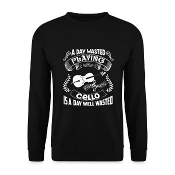 Cello A Day Playing Cello - Unisex Sweatshirt - black - Front - Alina (178cm) & Michal (187cm)