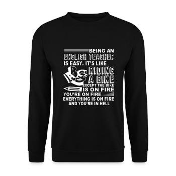 English Teacher English Teacher Is Easy - Unisex Sweatshirt - black - Front - Alina (178cm) & Michal (187cm)
