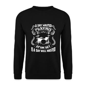 Drum Set A Day Playing Drum Set - Unisex Sweatshirt - black - Front - Alina (178cm) & Michal (187cm)