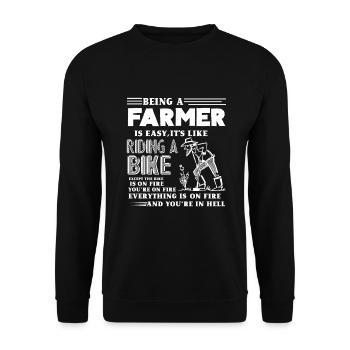 Farmer Being A Farmer Is Easy - Unisex Sweatshirt - black - Front - Alina (178cm) & Michal (187cm)